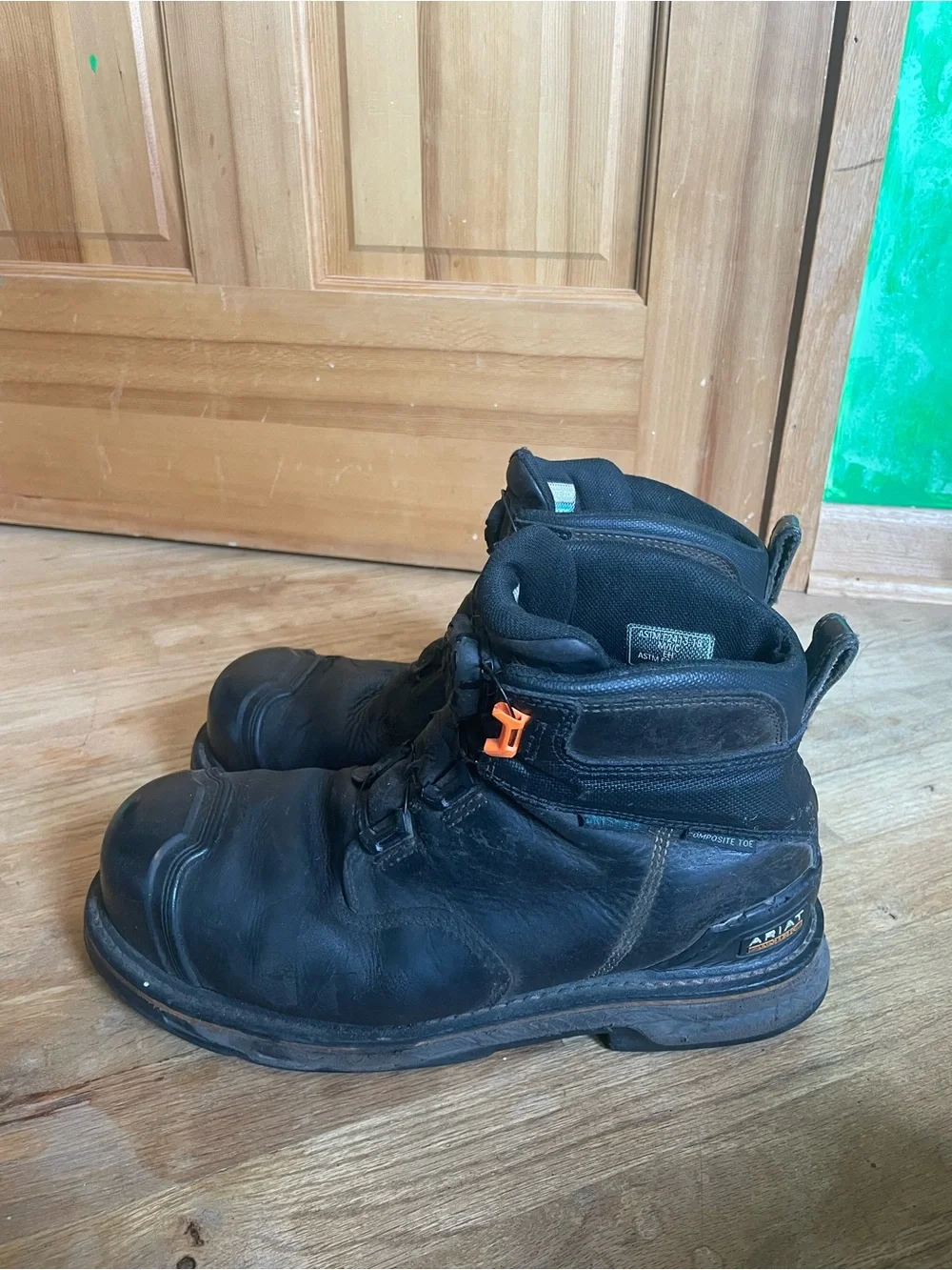 Men's Ariat Black Leather Work Boots with Composite Toe, Sz 10